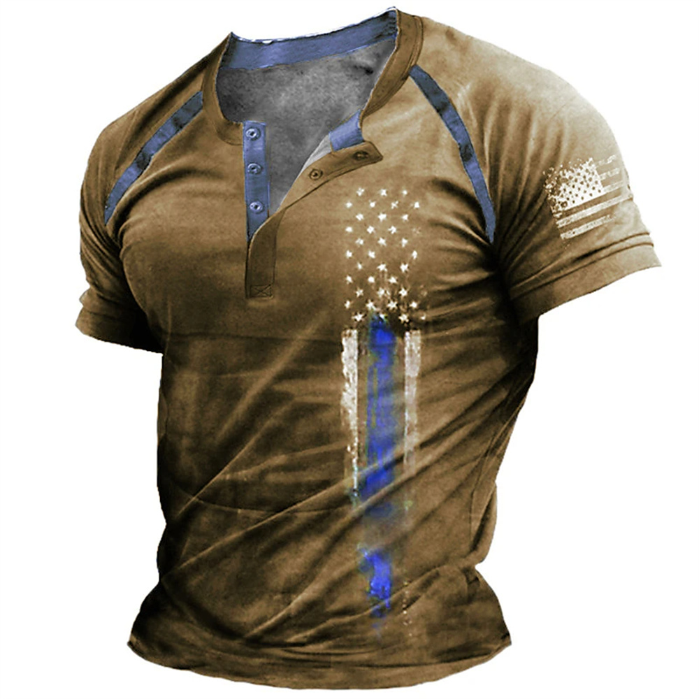 Vintage Fashion Jersey - Funny 3D American Flag Print Men's