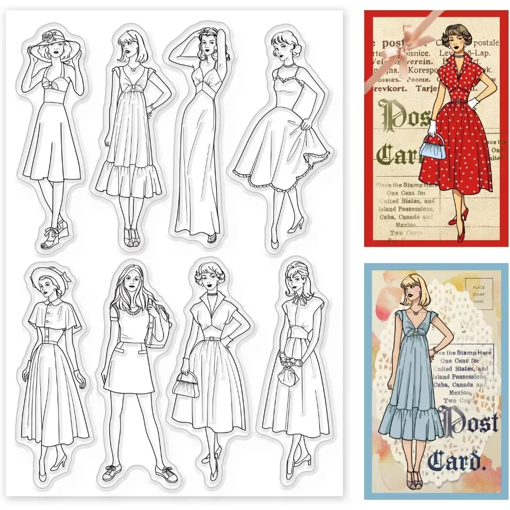 Vintage Fashion Journal - Fashion Woman Silicone Clear Stamp Lady