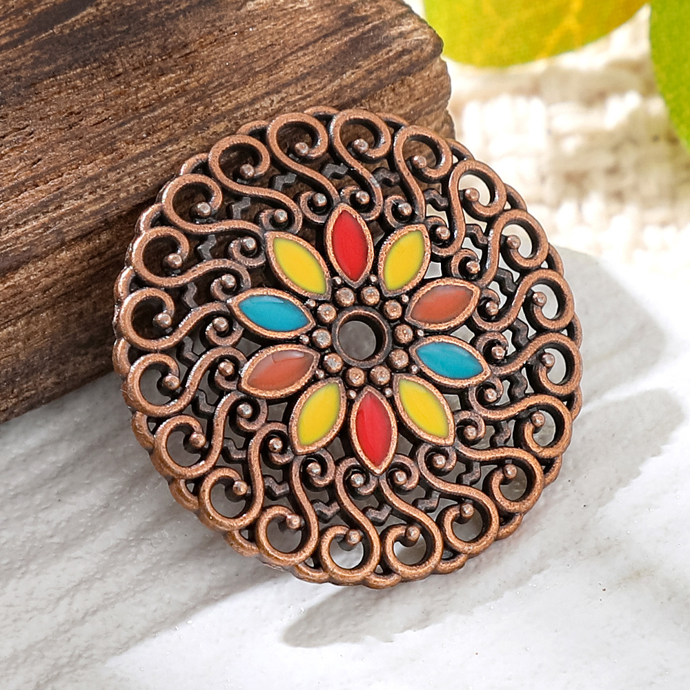 Vintage Fashion Online - Vintage Copper Bronze Bohemia Enamel Round