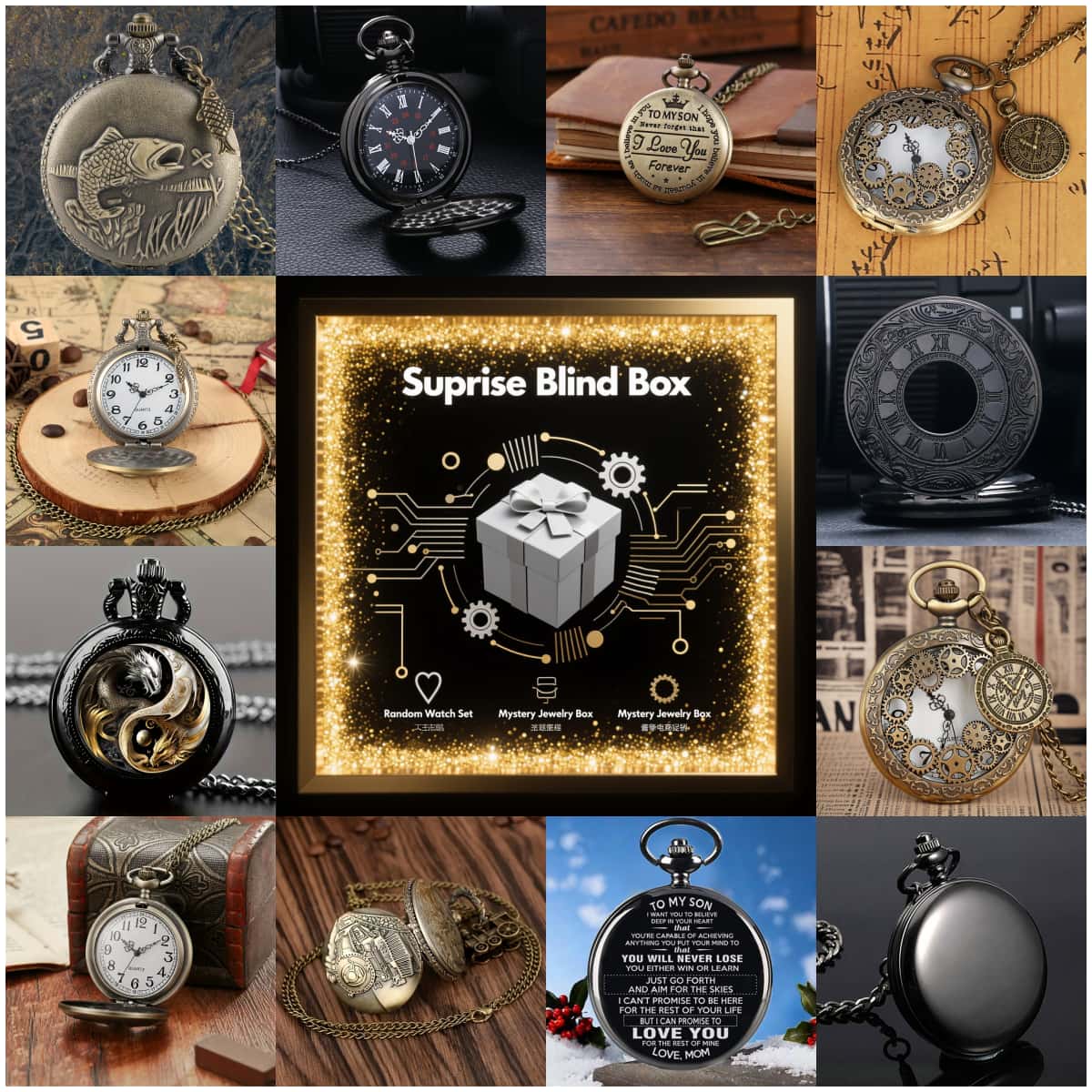 1PC Surprise Mystery Watch Bli - Vintage Fashion Watches ulasan dan harga