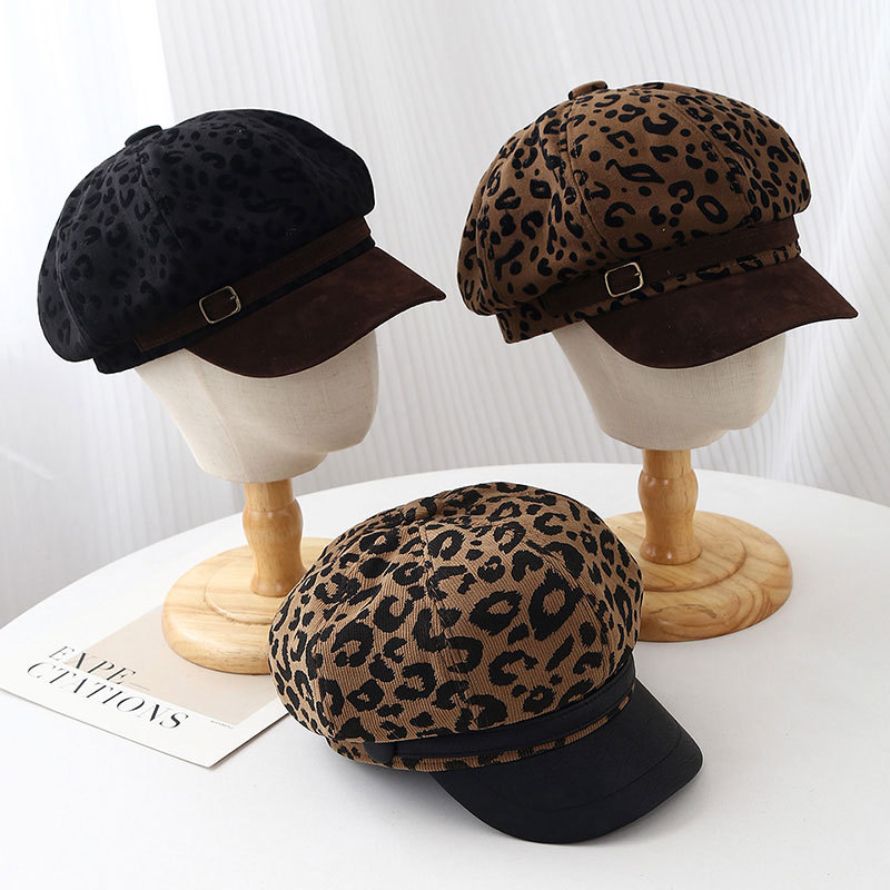 Retro Leopard Print Wide Brim  - Vintage Fashion Hats ulasan dan harga