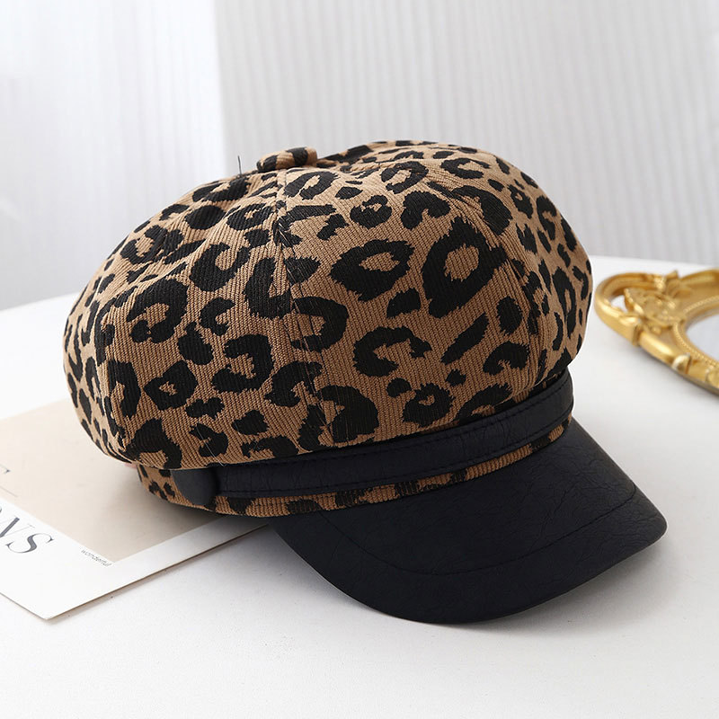 Retro Leopard Print Wide Brim  - Vintage Fashion Hats ulasan dan harga