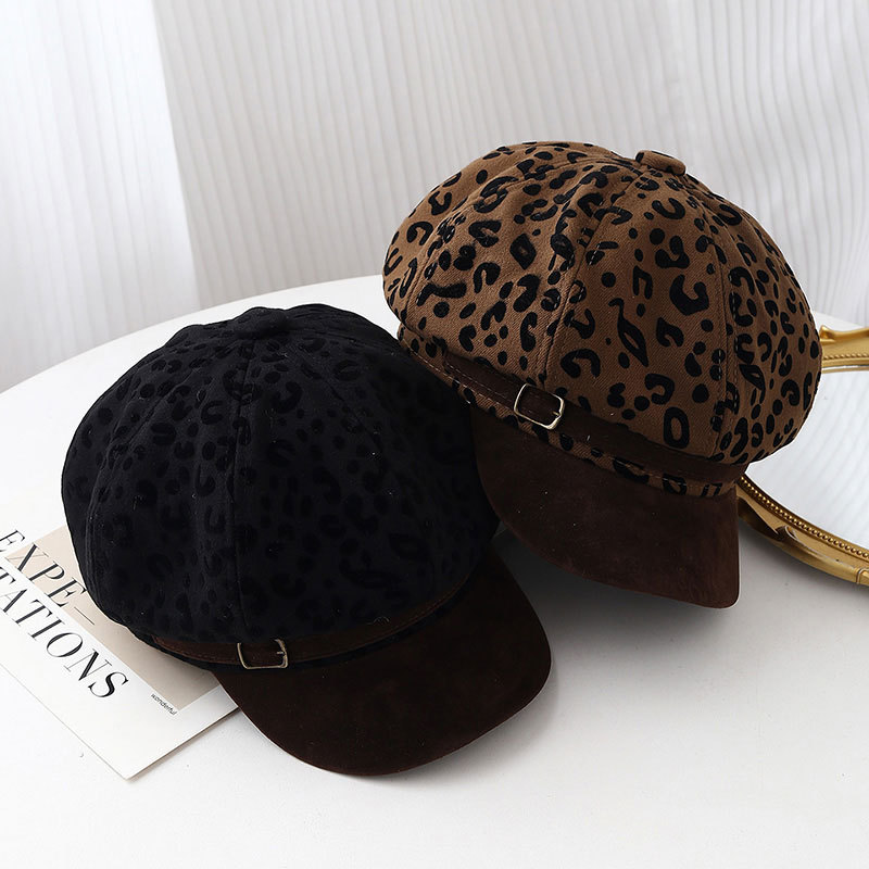 Retro Leopard Print Wide Brim  - Vintage Fashion Hats ulasan dan harga