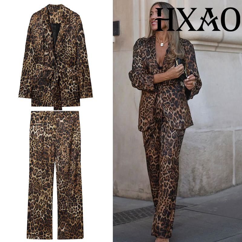 HXAO Leopard Pants Sets 2 Piec - Vintage Trench Coat ulasan dan harga