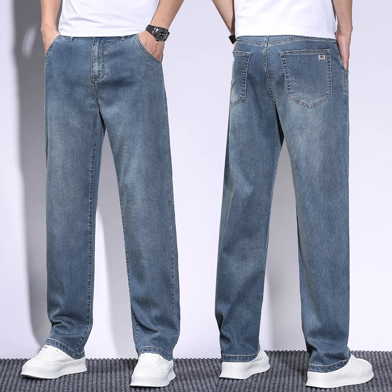 Soft Men's Lyocell Baggy Jeans - Vintage Fashion Korea ulasan dan harga