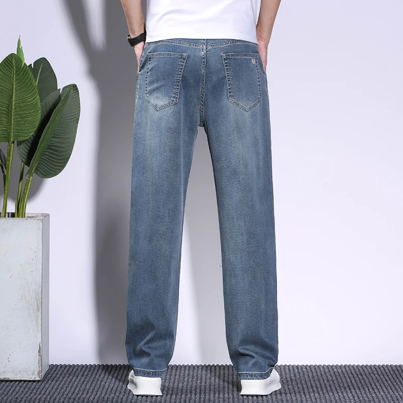 Soft Men's Lyocell Baggy Jeans - Vintage Fashion Korea ulasan dan harga