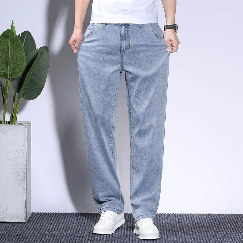 Soft Men's Lyocell Baggy Jeans - Vintage Fashion Korea ulasan dan harga