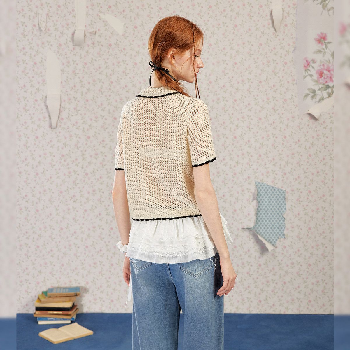 Women Knitted Ribbed Blouse Sh - Vintage Fashion Korea ulasan dan harga