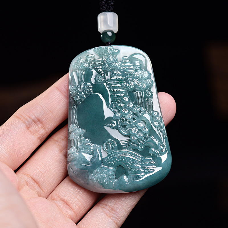 Natural Burmese Jadeite Scener - Vintage Fashion Necklace ulasan dan harga