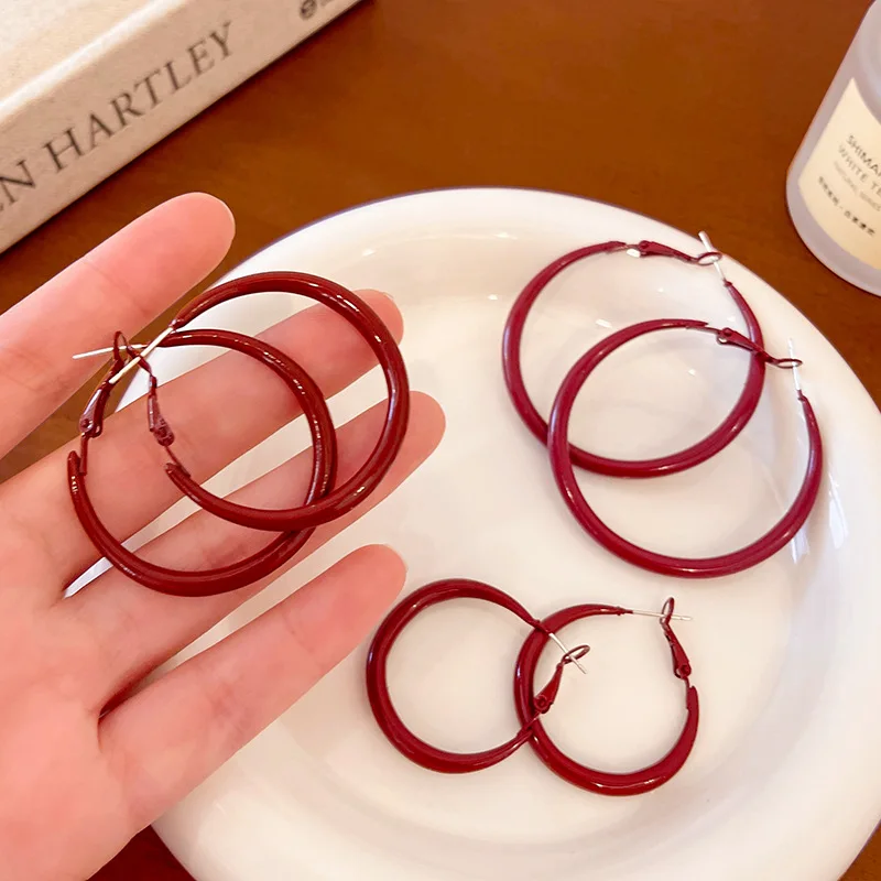 Charm Trendy Wine Red Color Ge - Vintage Fashion Korea ulasan dan harga