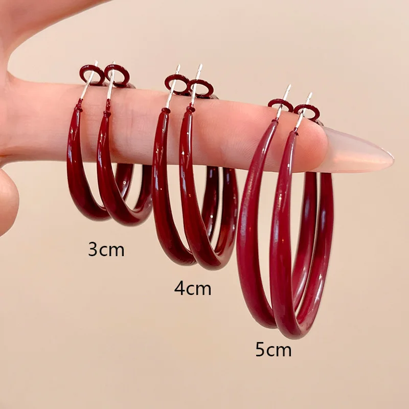 Charm Trendy Wine Red Color Ge - Vintage Fashion Korea ulasan dan harga