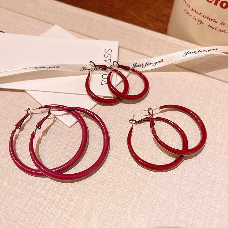 Charm Trendy Wine Red Color Ge - Vintage Fashion Korea ulasan dan harga