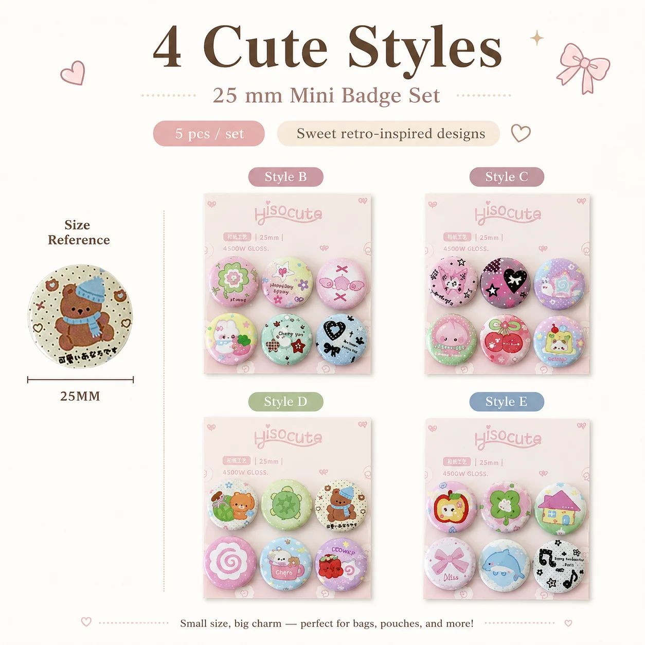Student Clover 25mm Mini Pin B - Vintage Fashion Journal ulasan dan harga