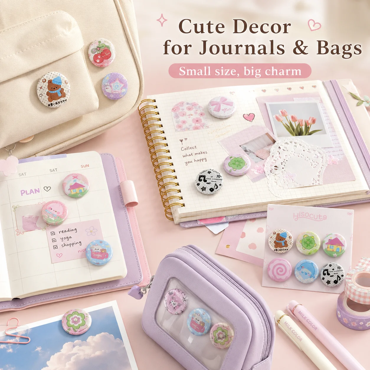 Student Clover 25mm Mini Pin B - Vintage Fashion Journal ulasan dan harga