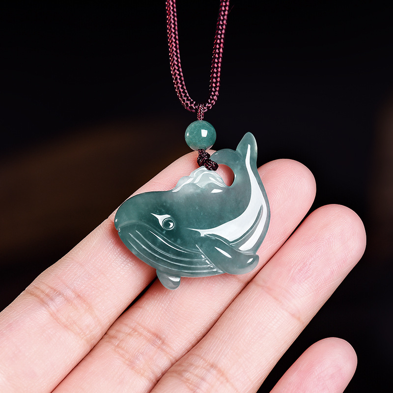 Natural Burmese Jadeite Whale  - Vintage Fashion Necklace ulasan dan harga