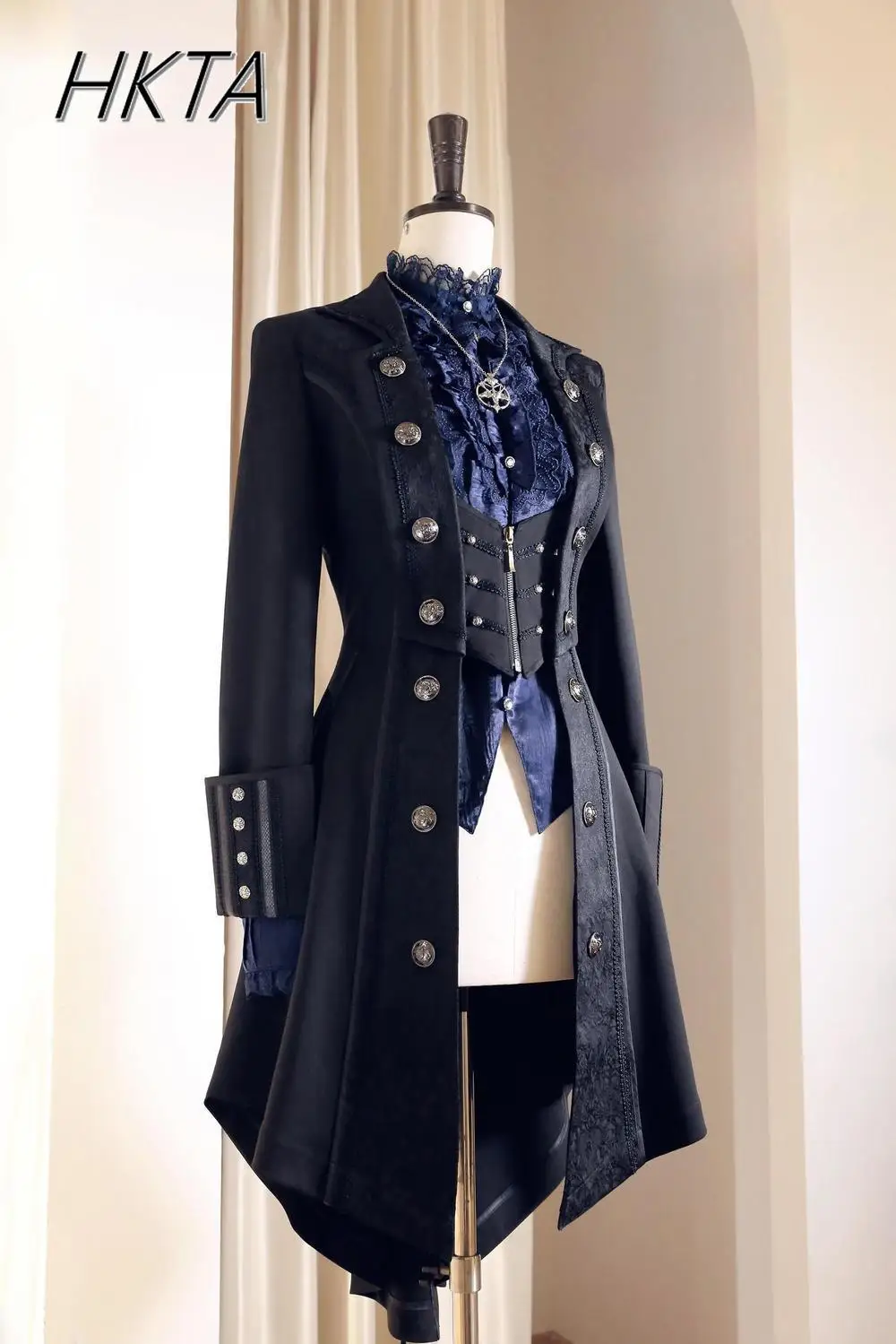British Style Retro Dark Goth  - Vintage Trench Coat ulasan dan harga