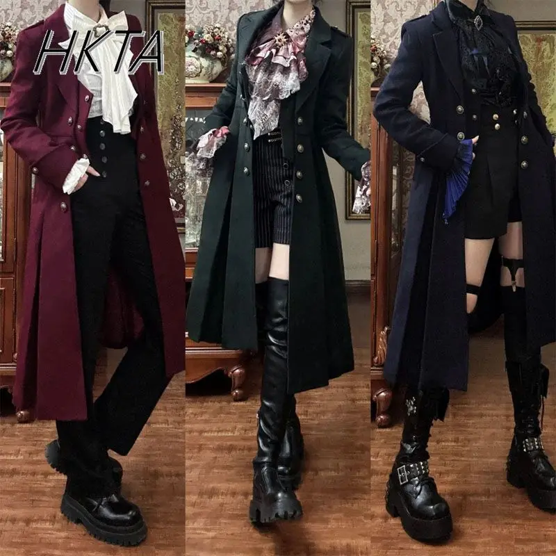 British Style Retro Dark Goth  - Vintage Trench Coat ulasan dan harga