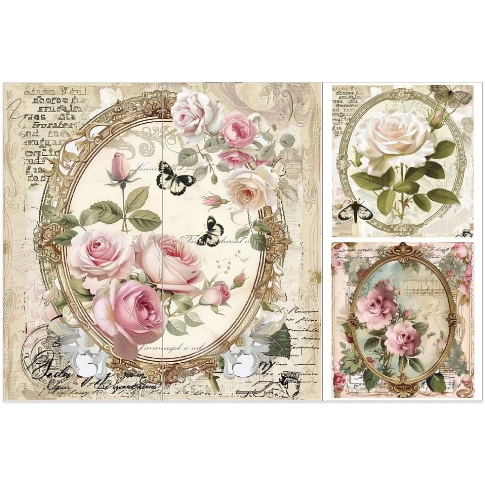 3pcs/Set Rose Rub on Transfers - Vintage Fashion Photos ulasan dan harga