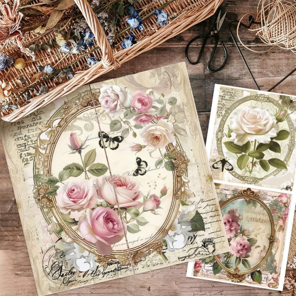 3pcs/Set Rose Rub on Transfers - Vintage Fashion Photos ulasan dan harga