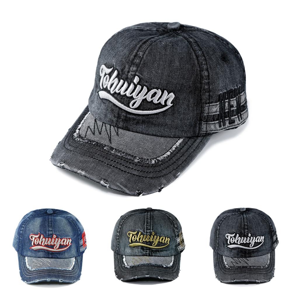 Men's Distressed Holed Denim C - Vintage Fashion Hats ulasan dan harga