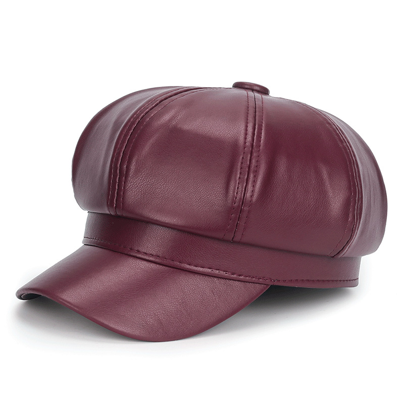 Winter Black PU Leather Hat fo - Vintage Fashion Hats ulasan dan harga