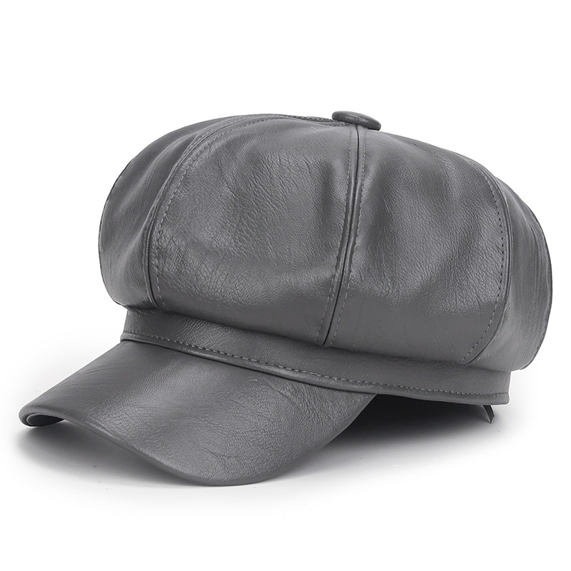 Winter Black PU Leather Hat fo - Vintage Fashion Hats ulasan dan harga