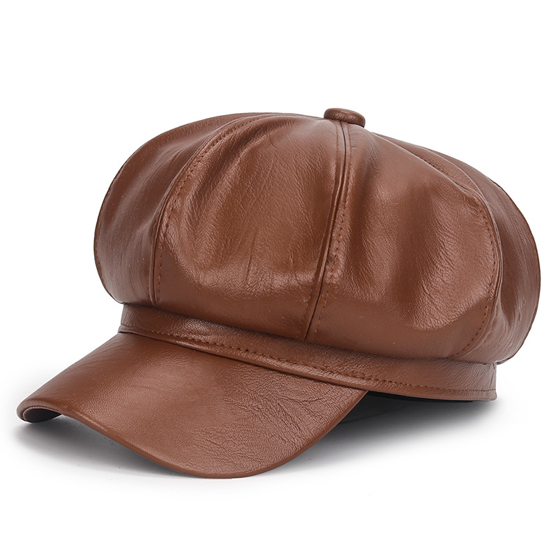 Winter Black PU Leather Hat fo - Vintage Fashion Hats ulasan dan harga