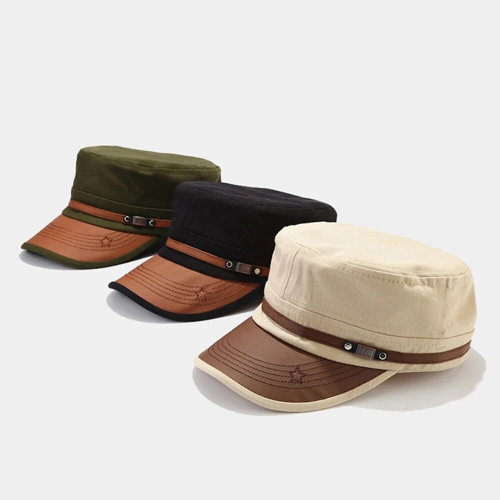 Casual Cadet Hat Man Flat Top  - Vintage Fashion Hats ulasan dan harga
