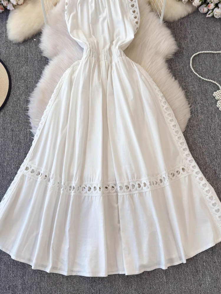 Elegant Hollow Out Women White - Vintage Fashion Korea ulasan dan harga