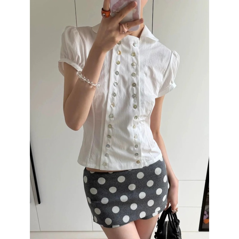 Y2K Japanese Vintage Blouse Pu - Vintage Fashion Korea ulasan dan harga